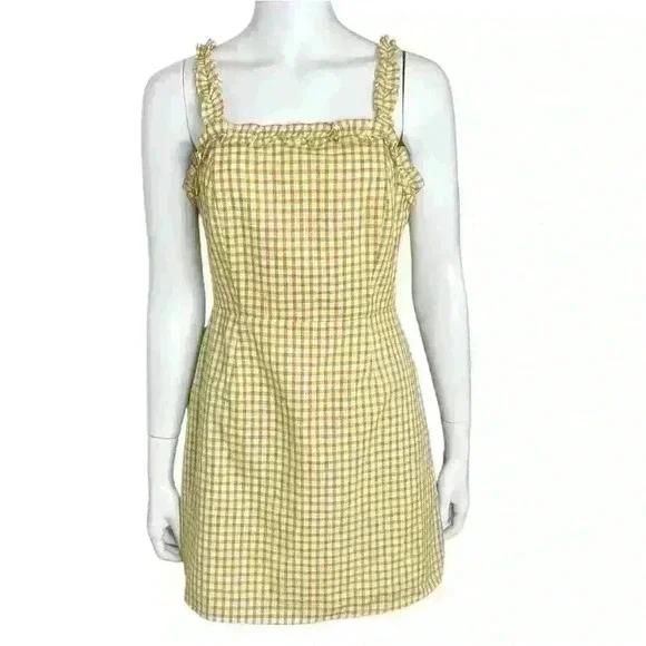 Lost+Wander Yellow Mimosa Ruffled Gingham Sleeveless Mini Dress - Picture 2 of 12